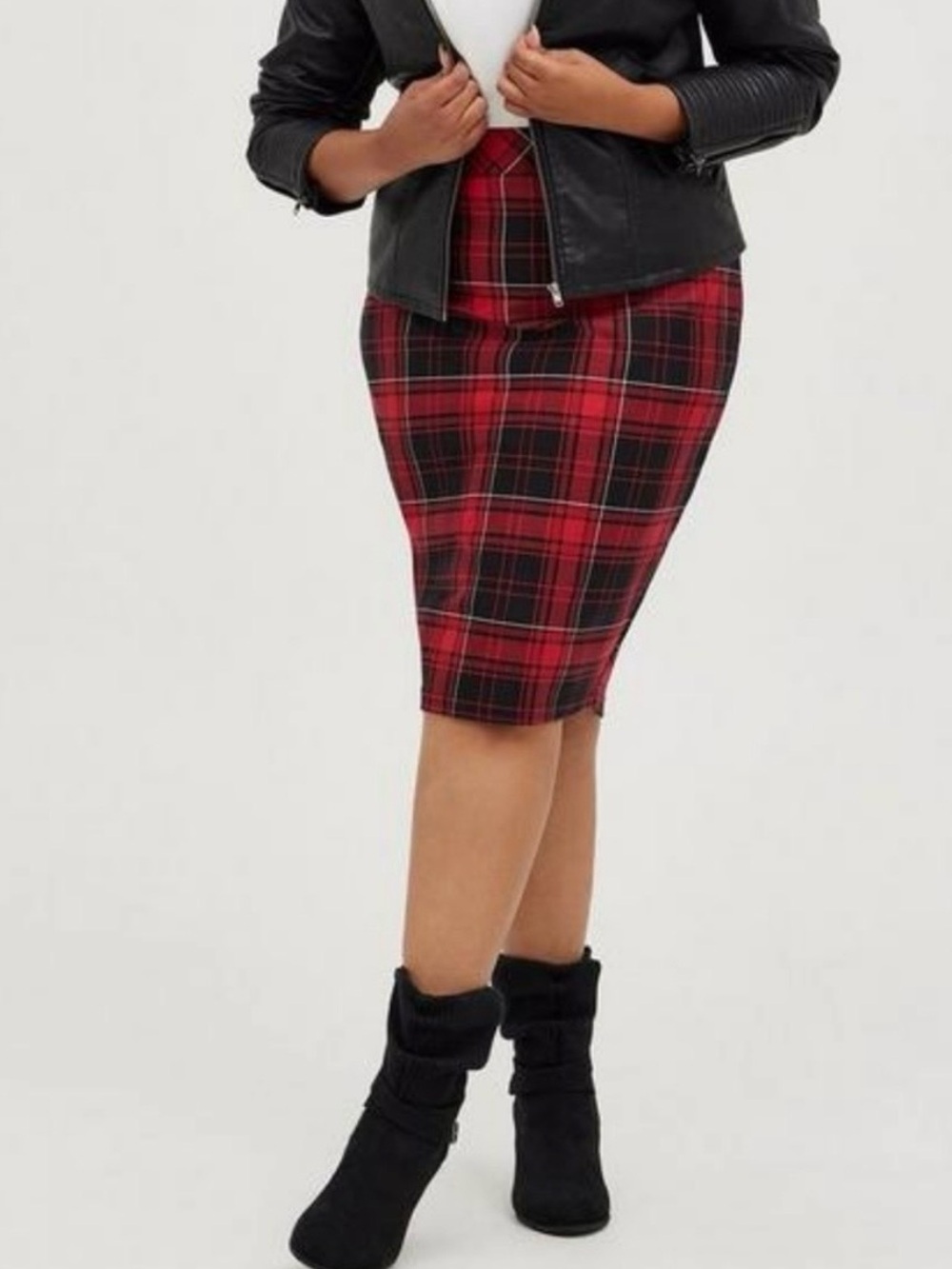 torrid Red and Black Plaid Pencil Skirt